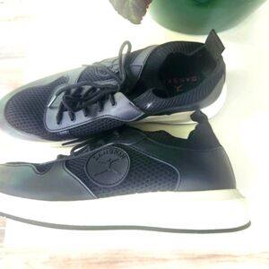 Danskin Women's black knit pull on Lace up running shoes